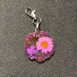 Purple double flower keychain $10